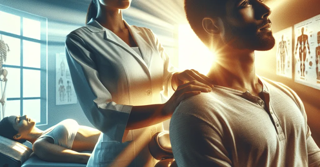 Patient receiving a chiropractic adjustment in a calm clinic setting, symbolizing the connection between chiropractic care and overall health and wellness.